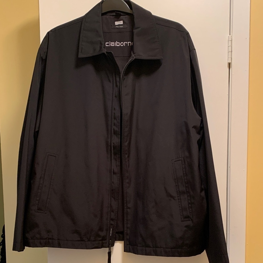 Claiborne Polytech Men's Charcoal Jacket - Lightweight Tech Zip-Up L/XL NWOT!